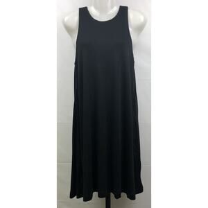 H&M Swing Tank Dress Women XS Black 100% Viscose Pockets Sleeveless Soft Stretch